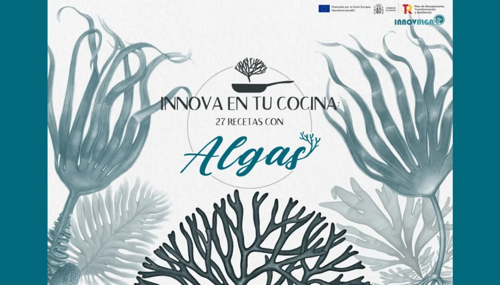 Portada del recetario de cocina gratuito. Innova en tu cocina. 27 recetas con algas
